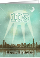 105th Birthday, Retro City Movie Poster with Spotlights card
