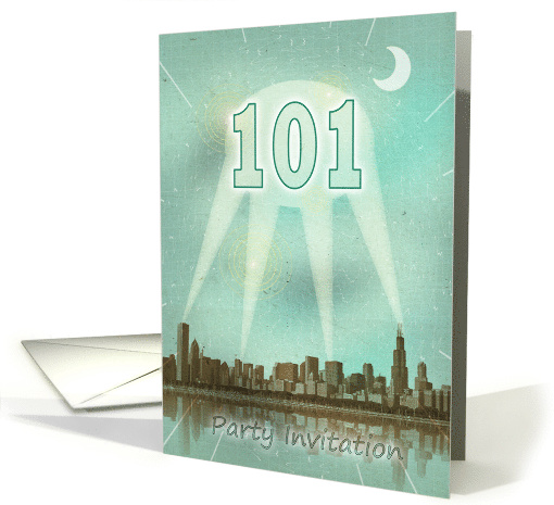 101st Birthday Party Invitation, City Movie Poster card (633958)