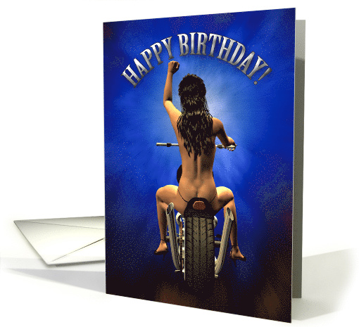 Sexy Girl on Motorbike Birthday card (638784)