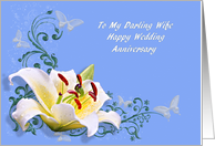 Wedding Anniversary for Wife, Lily and Butterflies card