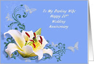 20th Wedding Anniversary for Wife, Lily and Butterflies card