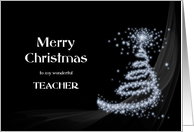 Teacher, Black and White Christmas card