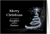 Daughter and Partner, Classy minimalist black and white Christmas card