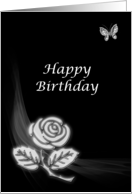 Birthday,Black and White Rose card