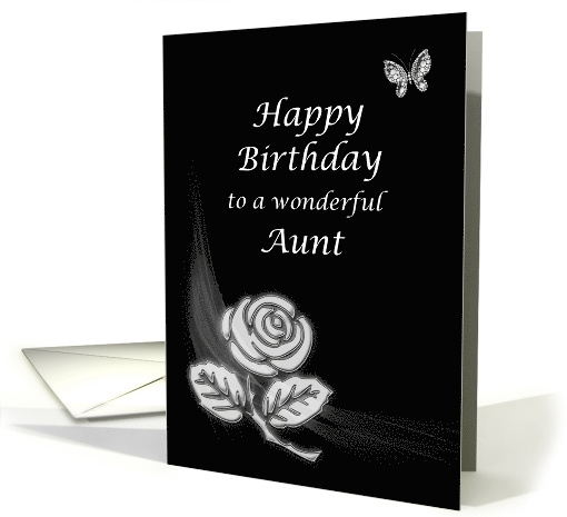 Aunt Birthday Black and White Rose card (709854)