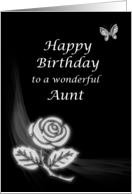 Aunt Birthday Black and White Rose card