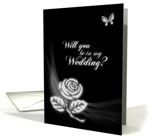 Be in my wedding, A classy minimalistic black and white card (710246)