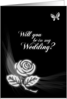 Be in my wedding, A classy minimalistic black and white card