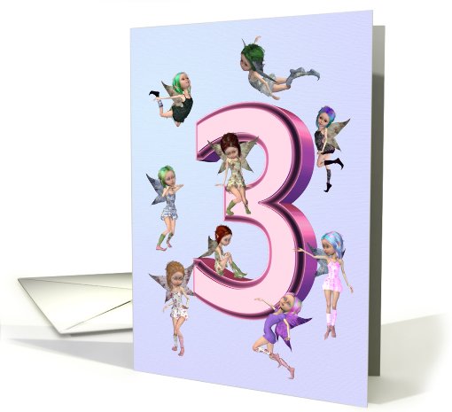 Flower fairies birthday card 3 years old card (737552)