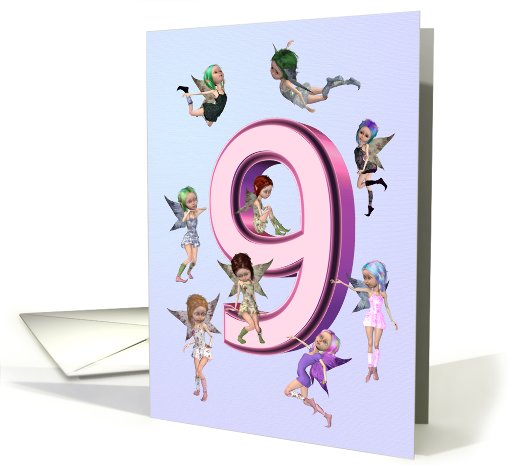 Flower fairies birthday party invitation 9 years old card (737561)