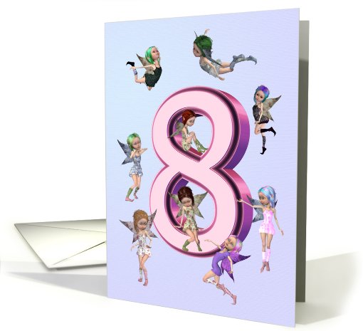 Flower fairies birthday party invitation 8 years old card (737562)