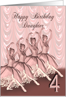 Daughter 4th Birthday Ballerinas card