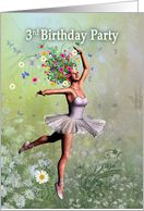 3rd Birthday Party Invitation, Leaping Ballerina card