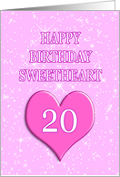 20th Birthday for Sweetheart card