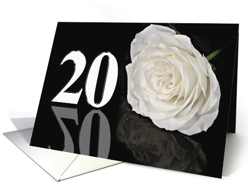 20th Birthday White Rose card (770078)