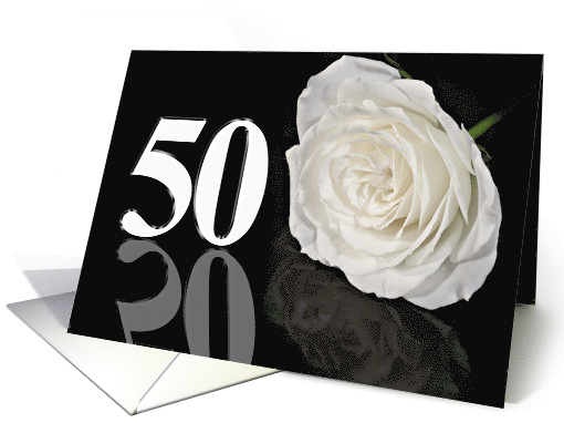 50th Birthday White Rose card (772796)