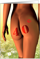 40th birthday card, a girl with a tattoo on her bottom card