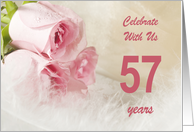 57th Wedding Anniversary Party Invitation, Pink Roses card
