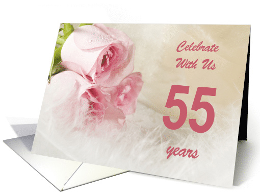 55th Wedding Anniversary Party Invitation, Pink Roses card (789595)