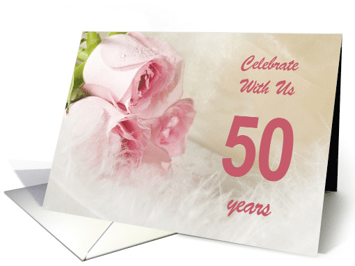 50th Wedding Anniversary Party Invitation, Pink Roses card (789601)