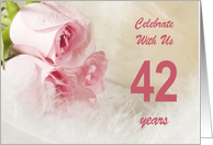 42nd Wedding Anniversary Party Invitation, Pink Roses card