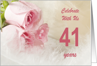 41st Wedding Anniversary Party Invitation, Pink Roses card