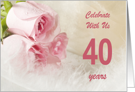 40th Wedding Anniversary Party Invitation, Pink Roses card