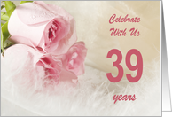 39th Wedding Anniversary Party Invitation, Pink Roses card