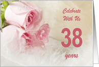 38th Wedding Anniversary Party Invitation, Pink Roses card