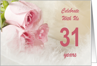 31st Wedding Anniversary Party Invitation, Pink Roses card