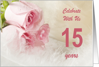15th Wedding Anniversary Party Invitation, Pink Roses card