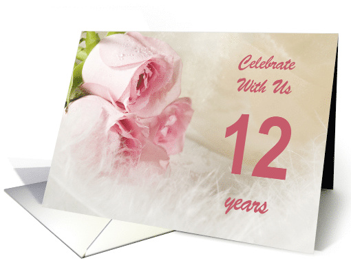 12th Wedding Anniversary Party Invitation, Pink Roses card (790370)