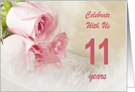 11th Wedding Anniversary Party Invitation, Pink Roses card