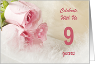 9th Wedding Anniversary Party Invitation, Pink Roses card