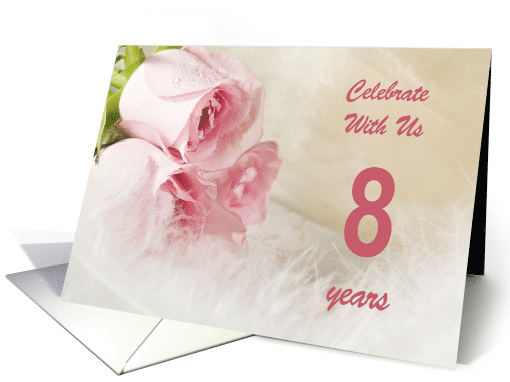 8th Wedding Anniversary Party Invitation, Pink Roses card (790376)