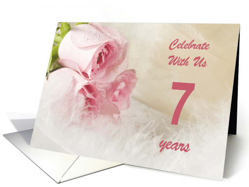 7th Wedding Anniversary Party Invitation, Pink Roses card (790377)