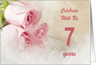 7th Wedding Anniversary Party Invitation, Pink Roses card
