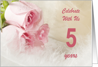 5th Wedding Anniversary Party Invitation, Pink Roses card