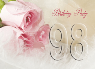 98th Birthday Party Invitation, Pink Roses