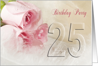 25th Birthday Party Invitation, Pink Roses card