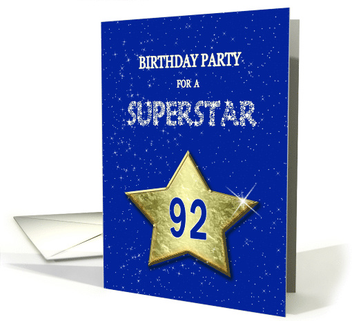 92nd Birthday Party Invitation for a Superstar card (793662)