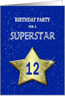 12th Birthday Party Invitation for a Superstar card
