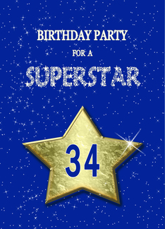 34th Birthday Party Invitation for a Superstar
