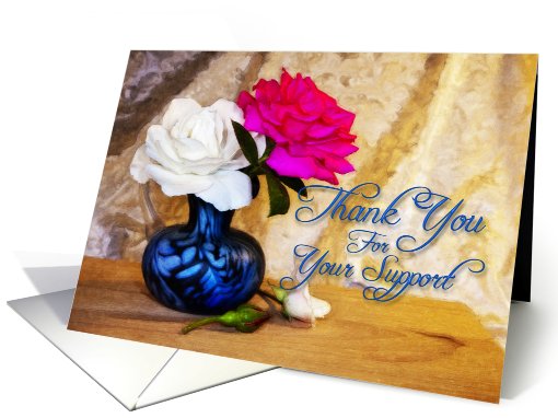 Roses in a vase to say thank you for support card (820874)