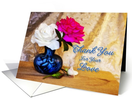 Roses in a vase to say thank you for your love card (820883)