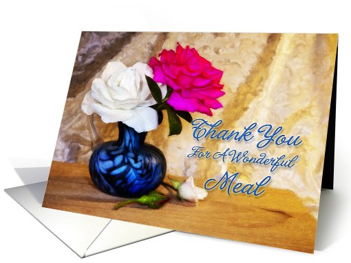 Roses in a vase to say thank you for a meal card (820903)