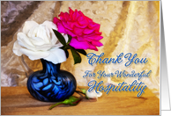 Roses in a vase to say thank you for hospitality card