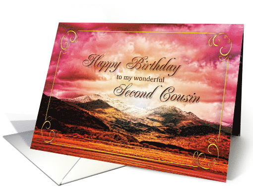 Second cousin Birthday Sunset on the Mountains card (822237)