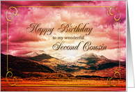 Second cousin Birthday Sunset on the Mountains card