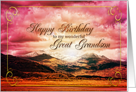 Great Grandson Birthday Sunset on the Mountains card